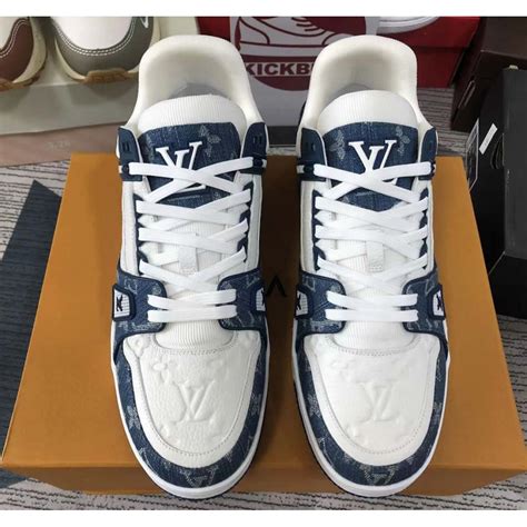 lv sneakers blue and white.